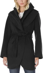 TAHARI Marilyn Women's Wool Blend Double Face Belted Wrap Coat SIZE Medium - Picture 1 of 12