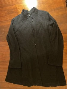 VINTAGEEileen Fisher Damen Gr. L Waffelstrick schwarz gefüttert Jacke minimalistisch XL - Bild 1 von 6