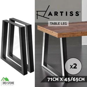 Artiss 2x Coffee Dining Table Legs Industrial Vintage Bench Metal Trapezoid 71CM - Picture 1 of 12