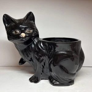 Vintage Keramik Katze Übertopf 8x 10" schwarze Katze großer Übertopf - Bild 1 von 12