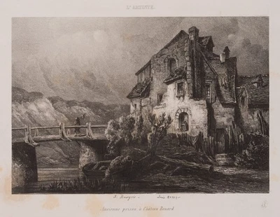BOURGEOIS (*1810) nach MARVY (19.Jhd), Prison Chateau Renard, Vernis Mou - Bild 1 von 4