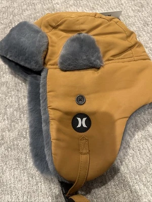 Hurley Mens National Trapper Hat Fleece Lined Tan New With Tags Size S-M Winter - Image 1 of 4