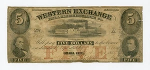 1855 $5 The Western Exchange - NEBRASKA Note - NOT Bishop Hill, ISSUED! - Picture 1 of 2