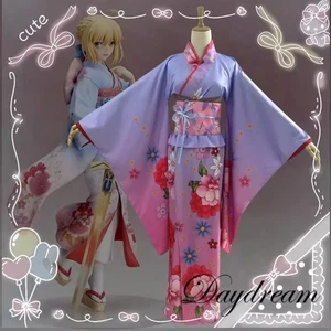Anime Fate/stay night Altria Pendragon Kostüm Kimono Anzug Kleid Cosplay mit Schuhen - Bild 1 von 10