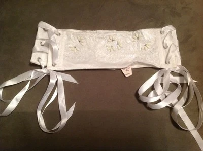 Victoria's Secret Cintura Ajustadora Liguero Satinado Blanco Novia Bling Cuentas Encaje Nuevo con Etiquetas S Foto 1 de 4