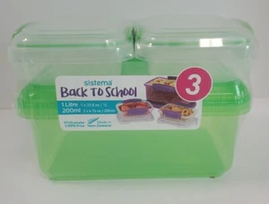 Sistema 3 piezas de almacenamiento de alimentos 2 divisiones y 1 BPA verde grande y libre de ftalatos nuevo - Imagen 1 de 10