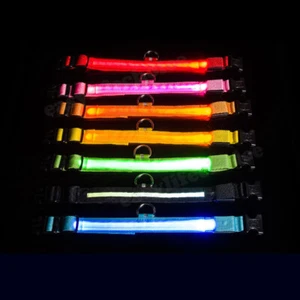 Rechargeable LED Dog Collar Nylon Glow Flashing Light Up Safety Pet Collars USB - Picture 1 of 17