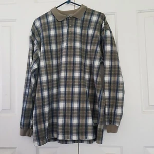 Northern Elements Collar Shirt Mens Size Medium Plaid Blue Brown & White  - Picture 1 of 10