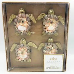 Set of 4 Shell Turtle Napkin Rings Coastal Collection - Picture 1 of 3