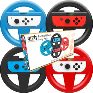 Nintendo Switch Steering Wheels - Pack of 4 (2x Black, 2x Neon) by Orzly - Picture 1 of 7
