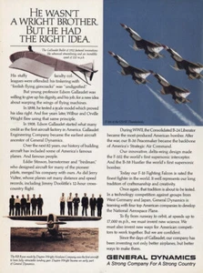1990 General Dynamics: He Wasn’t a Wright Brother Vintage Print Ad - Picture 1 of 1