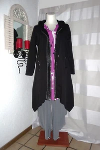 Sweat Mantel Long Jacke Kapuze A-Linie + viele Hammer Details Lagenlook 52-54 - Bild 1 von 14