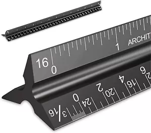 Architectural Scale Ruler for Blueprint,12''Metric Metal Engineer for Architects - Picture 1 of 9