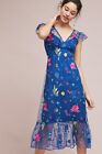 Nwot Anthropologie Embroidered Topaz Dress  By Tracy Reese Blue Floral Size 6