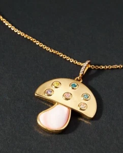 Neu im Karton! CELESTE STARRE The Wonderland Mushroom 18K Gold Plated Brass Necklace $180 - Bild 1 von 6