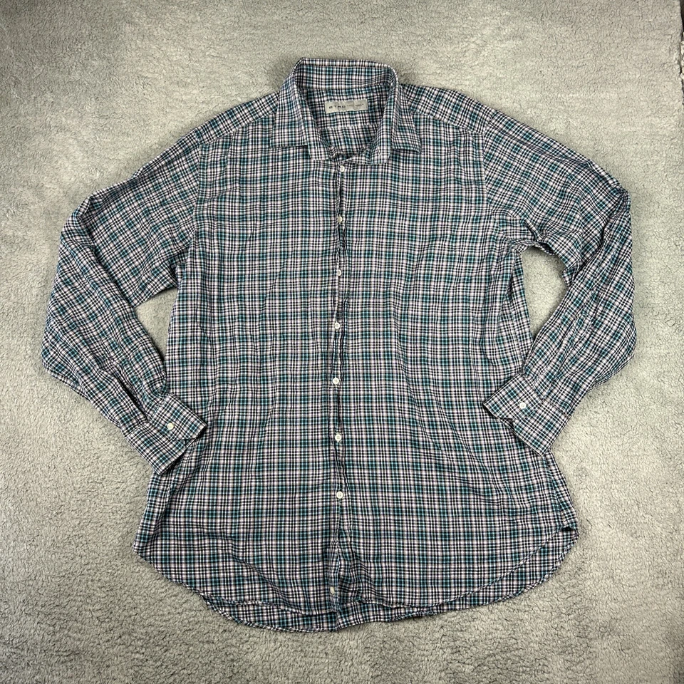Etro Button Up Shirt Mens XL 46 Purple Blue Plaid Long Sleeve Button Up Italy - Image 1 of 4