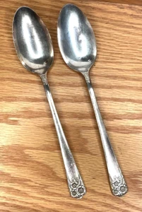 Wm Rogers & Son Silverplate 1950 APRILE servizio cucchiaini cucchiaio set di 2 vintage - Foto 1 di 5