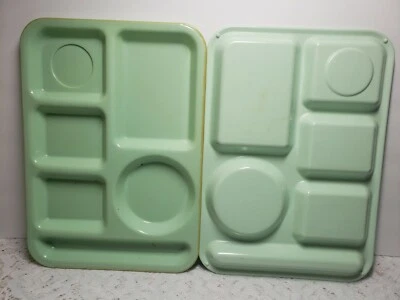 VINTAGE set of 2 Edward Don Co Divided serving tray light green Lunch Cafeteria - Image 1 of 4