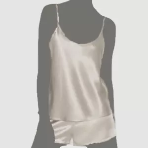 Malizia La Perla Women's Beige Silk Relaxed Satin Italy Sleepwear Cami Size M - Picture 1 of 1