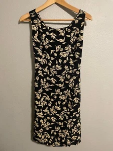 Vintage Tahari Womens Dress 6 Petite Black Floral Rayon Open Back Whimsigoth 90s - Picture 1 of 8