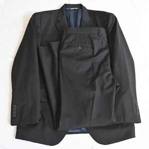 Jack Victor 44R 38x34 Black Stripe Nepal CT 100% Wool Mens Jacket Pants Suit - Picture 1 of 12