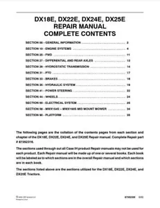 Case DX18E DX22E DX24E DX25E Tractor Complete Repair Manual 87352316 PDF/USB - Picture 1 of 1