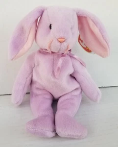 NUEVO CON ETIQUETAS TY Beanie Baby Retirado 1996 Original FLOPPITY Lavender Bunny MWMT - Imagen 1 de 7