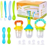18Pc Baby Food Feeder Set Fresh Fruit Feeding Pacifier Soft Silicone Baby Spoons