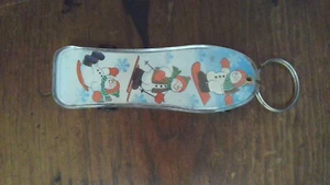 Skateboard Keychain. Snowman. key ring tag - Picture 1 of 3