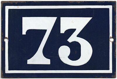 Old Blue French House Number 73 Door Gate Plate Plaque Enamel Steel Metal Sign • 33.94$