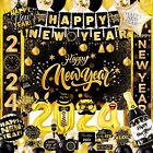 117 PCS 2024 New Year Eve Black and Gold Decoration party Kit, Foil Balloon W...