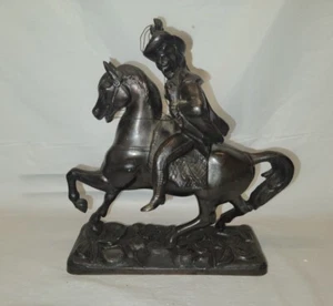 EARLY 1900'S BRONZE METAL STATUE OF A GENERAL RIDING A HORSE # 4414 - Picture 1 of 24