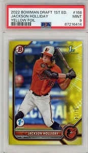 2022 Bowman Draft 1st Edition Jackson Holliday Yellow Foil /75 PSA 9 Orioles - Picture 1 of 1