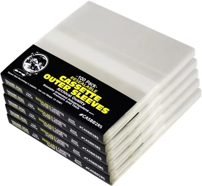 (500) Cassette Sleeves Premium 2 mil RESEALABLE Polypropylene - #CASB02RS - Image 1 of 3