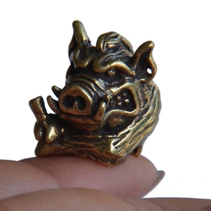 Solid Brass Wild Boar Bead Paracord Leather Knife Lanyard Bead metal pendant - Picture 1 of 7
