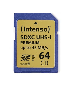 Intenso Premium SDXC UHS-I 64GB Class 10 Memory Card Blue, 3421490 - Afbeelding 1 van 2