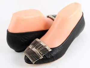 LOEFFLER RANDALL ALICE Black Leather Pins Designer Comfort Pumps Wedges 6 - Picture 1 of 4