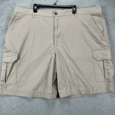 Chaps Cargo Shorts Mens 50 Beige Flat Front Pocket Stretch Utility Safari Hiking - Image 1 of 4