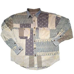Men’s Y2K Retro Multi-media Button-down Nine Twenty East M Oversized Eclectic - Picture 1 of 14