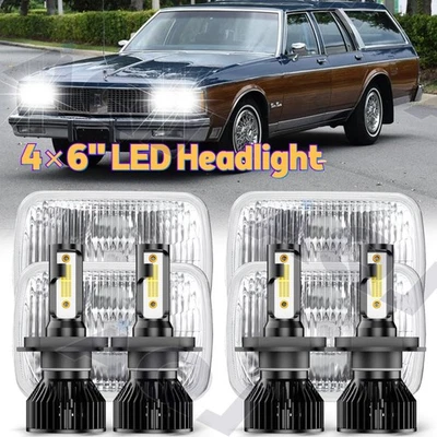 For Oldsmobile Custom Cruiser 1976-1990 DOT 4x6" Square LED Headlight Hi/Lo Beam Foto 1 de 4