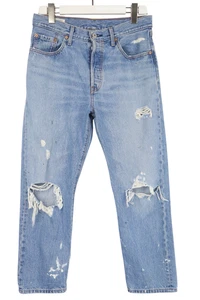 Levi's 501 Vaqueros Hombres W29/L26 Desteñir Efecto Triquitos Angustiado Botón - Imagen 1 de 16