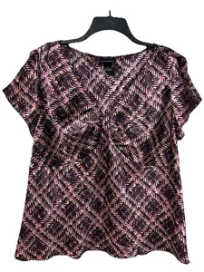 Lane Bryant Damen Top Bluse Gr. 18 Satin V-Ausschnitt Schlitz Kurzarm - Bild 1 von 7