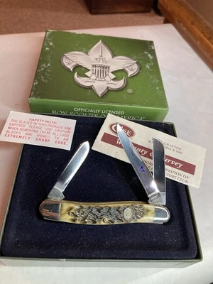 Case XX Knife Stockman 6318 SS BSA Boy Scouts Of America W/ Box Green Bone 2006 - Image 1 of 4