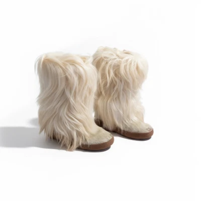 Botas de pelo largo de piel de cabra italiana Pajar RARAS talla 38 EE. UU. 7,5 forro de calcetín blanco roto Foto 1 de 4