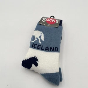 Par de calcetines Icewear caballos islandeses azul y blanco unisex mezcla de algodón - Imagen 1 de 5