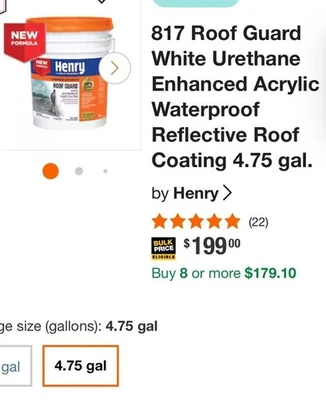 Henry 817 White Urethan Enhanced Acrylic Waterproof Reflective Roof Guard - Image 1 of 2