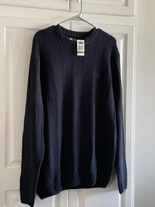 Dunkelblauer Baumwollpullover Herren Gr. L (40/42) Neu mit Etikett - Bild 1 von 3