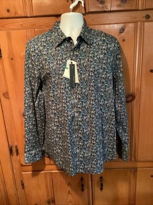 Perry Ellis Dressy Essentials STRETCH Blue Sapphire LARGE Mens Shirt NWT $79.50 - Image 1 of 4