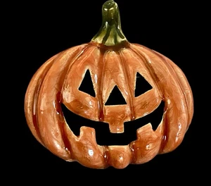 Vintage Latge Glazed Enamel Lack O’ Lantern Brooch - Picture 1 of 3