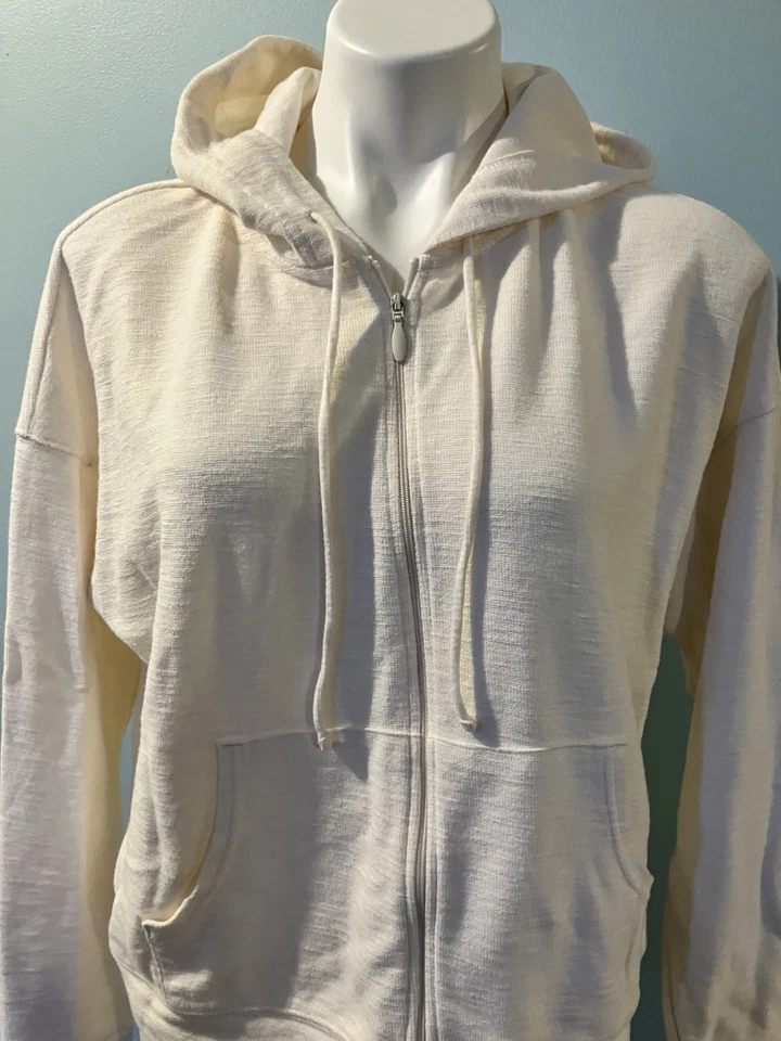 Sudadera con Capucha Old Navy Mujer Ligera Cremallera Completa Slub L Beige Cali Foto 1 de 4
